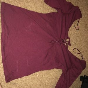Burgundy drawstring shirt